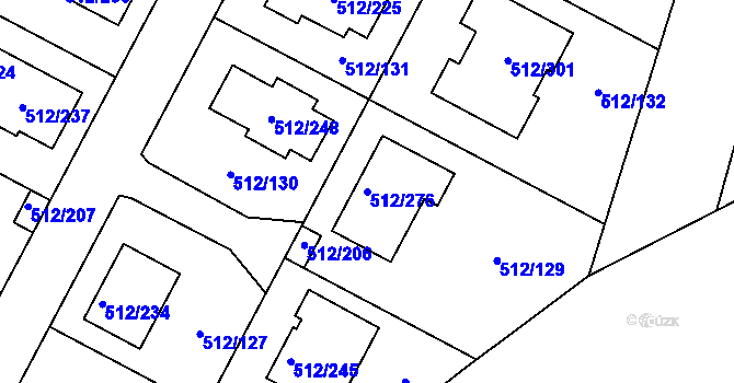Parcela st. 512/276 v KÚ Srubec, Katastrální mapa