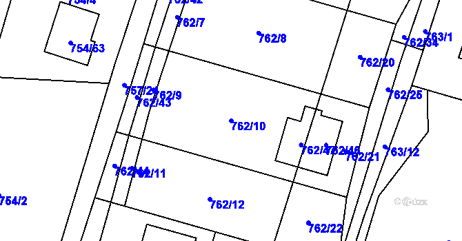 Parcela st. 762/10 v KÚ Srubec, Katastrální mapa