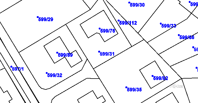 Parcela st. 599/31 v KÚ Srubec, Katastrální mapa