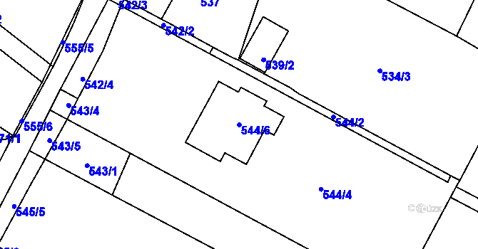 Parcela st. 544/6 v KÚ Srubec, Katastrální mapa