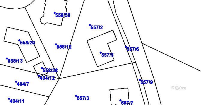 Parcela st. 557/5 v KÚ Srubec, Katastrální mapa
