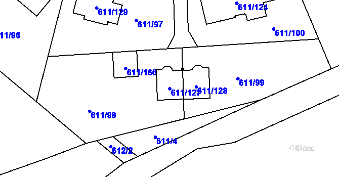 Parcela st. 611/127 v KÚ Srubec, Katastrální mapa