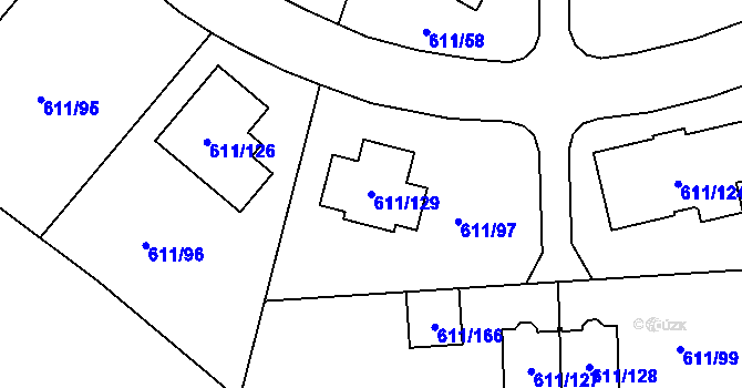Parcela st. 611/129 v KÚ Srubec, Katastrální mapa