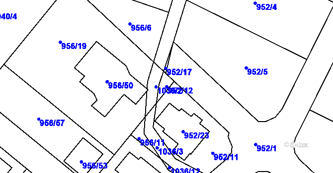 Parcela st. 952/12 v KÚ Srubec, Katastrální mapa