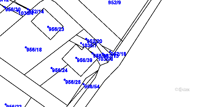 Parcela st. 952/13 v KÚ Srubec, Katastrální mapa