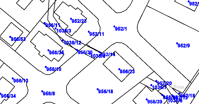 Parcela st. 952/14 v KÚ Srubec, Katastrální mapa
