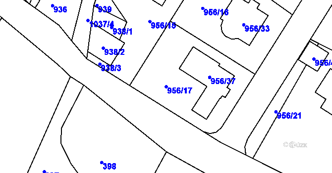 Parcela st. 956/17 v KÚ Srubec, Katastrální mapa
