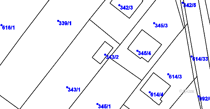 Parcela st. 343/2 v KÚ Srubec, Katastrální mapa