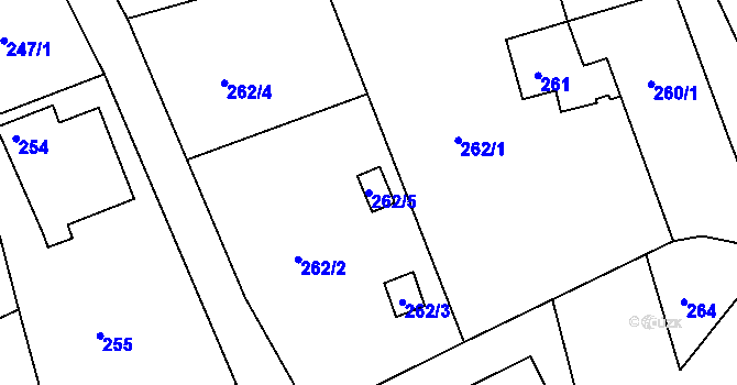 Parcela st. 262/5 v KÚ Srubec, Katastrální mapa