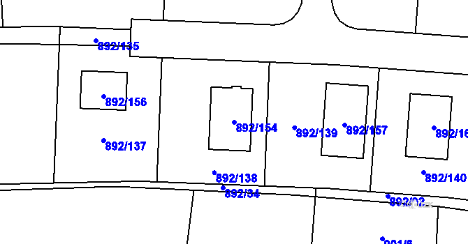 Parcela st. 892/154 v KÚ Srubec, Katastrální mapa