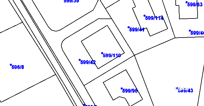 Parcela st. 599/110 v KÚ Srubec, Katastrální mapa