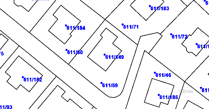 Parcela st. 611/149 v KÚ Srubec, Katastrální mapa