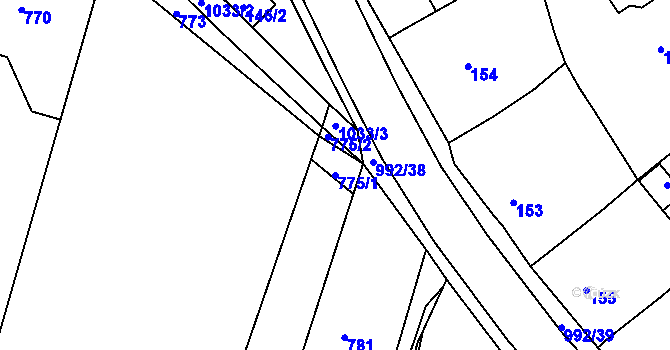 Parcela st. 775/1 v KÚ Srubec, Katastrální mapa