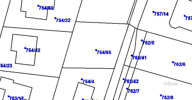 Parcela st. 754/65 v KÚ Srubec, Katastrální mapa