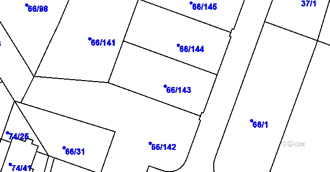 Parcela st. 66/143 v KÚ Srubec, Katastrální mapa