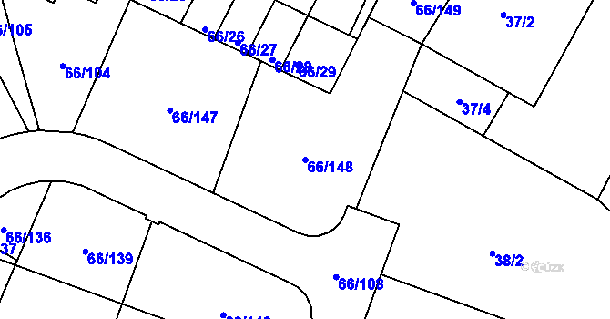 Parcela st. 66/148 v KÚ Srubec, Katastrální mapa