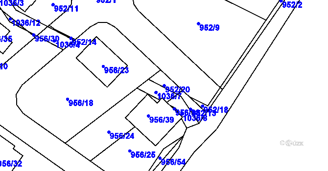 Parcela st. 952/20 v KÚ Srubec, Katastrální mapa