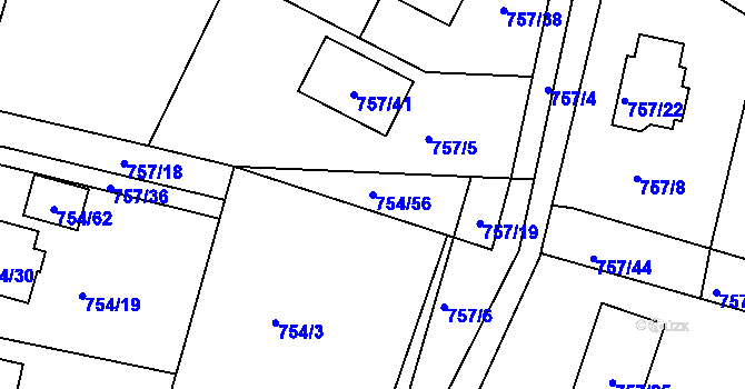 Parcela st. 754/56 v KÚ Srubec, Katastrální mapa