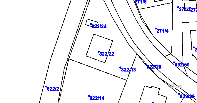 Parcela st. 822/22 v KÚ Srubec, Katastrální mapa