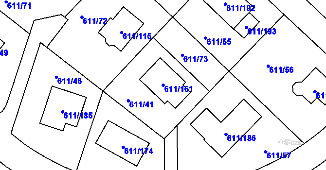 Parcela st. 611/161 v KÚ Srubec, Katastrální mapa