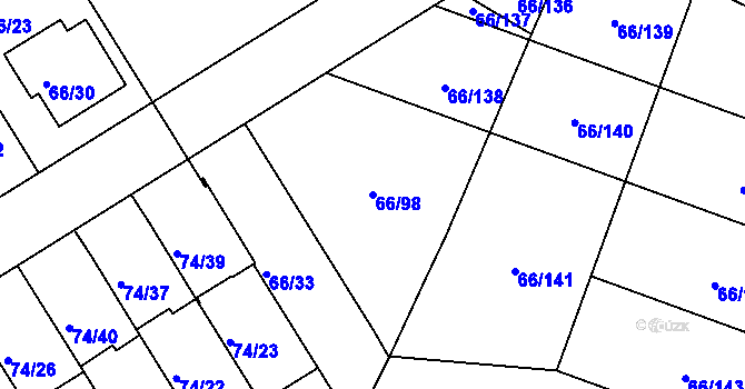 Parcela st. 66/98 v KÚ Srubec, Katastrální mapa