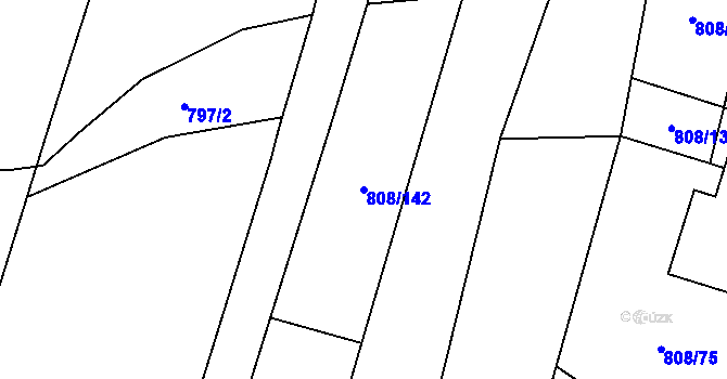 Parcela st. 808/142 v KÚ Srubec, Katastrální mapa