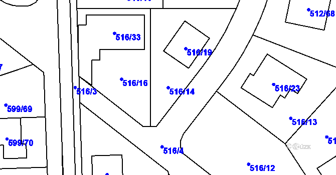 Parcela st. 516/14 v KÚ Srubec, Katastrální mapa