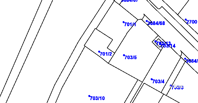 Parcela st. 701/2 v KÚ Srubec, Katastrální mapa