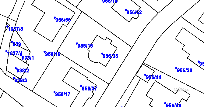 Parcela st. 956/33 v KÚ Srubec, Katastrální mapa