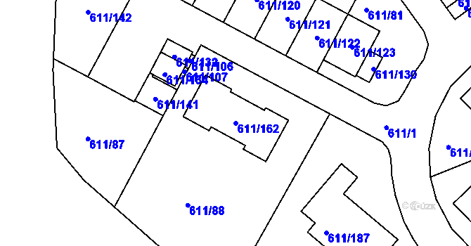 Parcela st. 611/162 v KÚ Srubec, Katastrální mapa