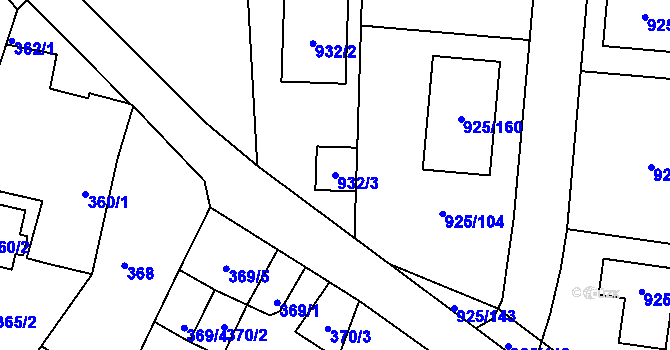 Parcela st. 932/3 v KÚ Srubec, Katastrální mapa