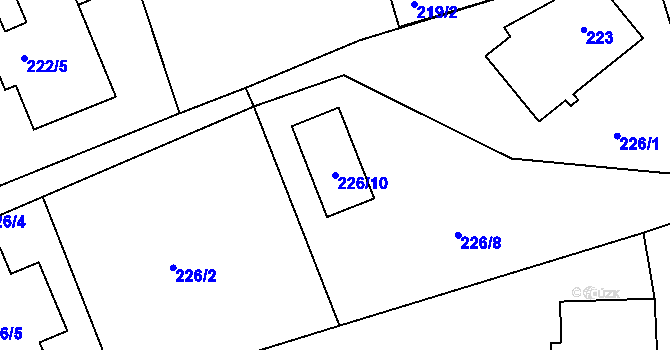 Parcela st. 226/10 v KÚ Srubec, Katastrální mapa