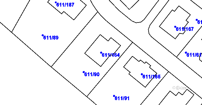 Parcela st. 611/164 v KÚ Srubec, Katastrální mapa
