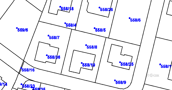 Parcela st. 558/8 v KÚ Srubec, Katastrální mapa