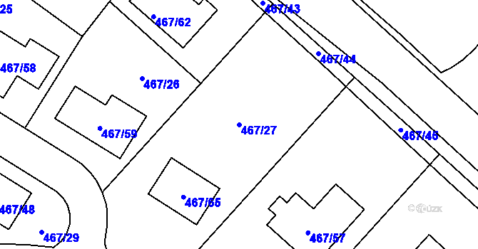 Parcela st. 467/27 v KÚ Srubec, Katastrální mapa