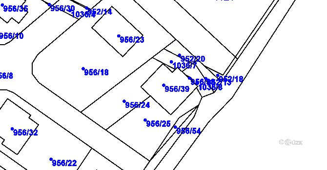 Parcela st. 956/39 v KÚ Srubec, Katastrální mapa
