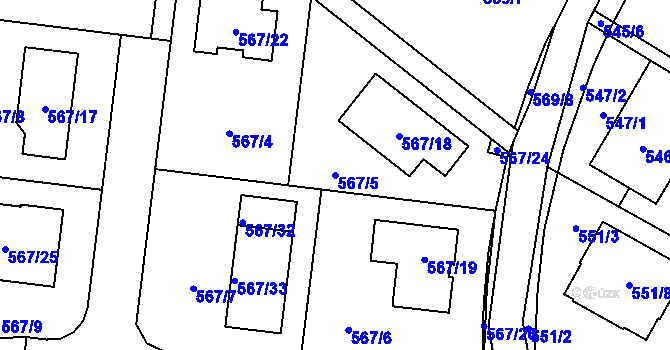 Parcela st. 567/5 v KÚ Srubec, Katastrální mapa