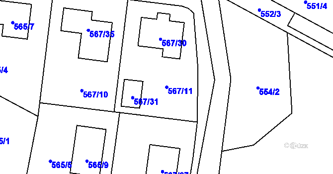 Parcela st. 567/11 v KÚ Srubec, Katastrální mapa