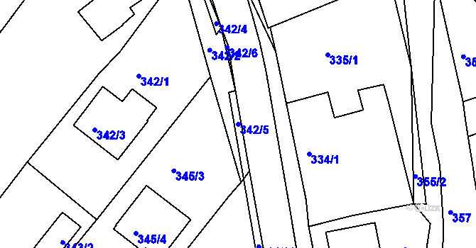Parcela st. 342/5 v KÚ Srubec, Katastrální mapa