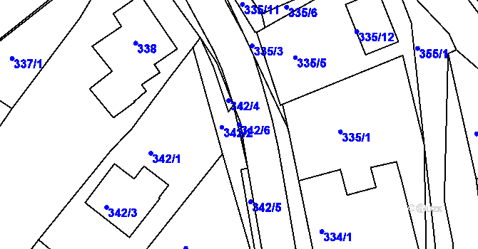 Parcela st. 342/6 v KÚ Srubec, Katastrální mapa