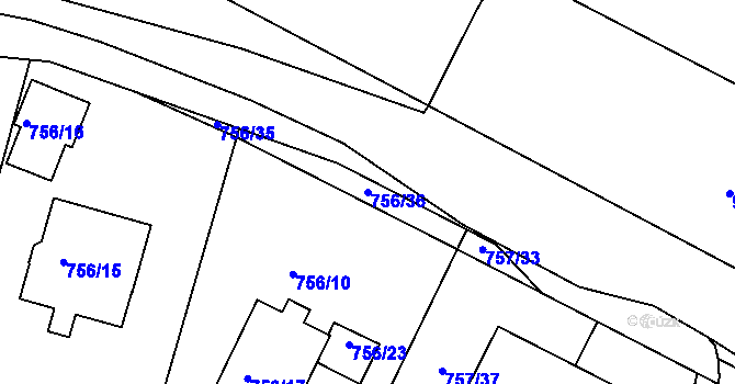 Parcela st. 756/36 v KÚ Srubec, Katastrální mapa