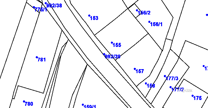Parcela st. 992/39 v KÚ Srubec, Katastrální mapa