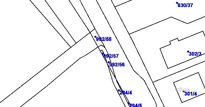Parcela st. 992/57 v KÚ Srubec, Katastrální mapa