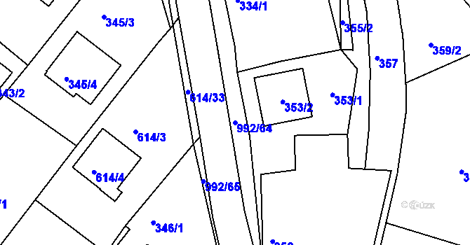 Parcela st. 992/64 v KÚ Srubec, Katastrální mapa