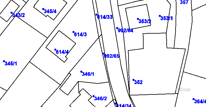 Parcela st. 992/65 v KÚ Srubec, Katastrální mapa