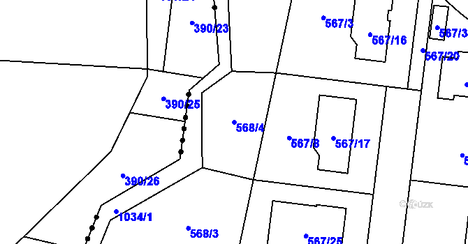 Parcela st. 568/4 v KÚ Srubec, Katastrální mapa