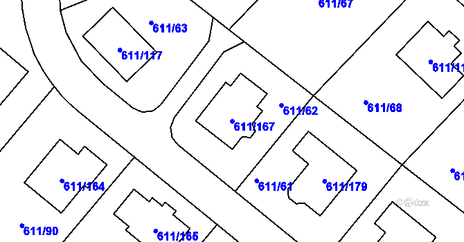Parcela st. 611/167 v KÚ Srubec, Katastrální mapa