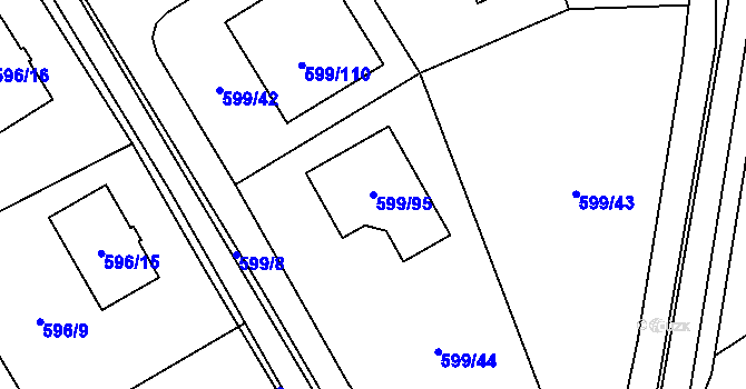Parcela st. 599/95 v KÚ Srubec, Katastrální mapa