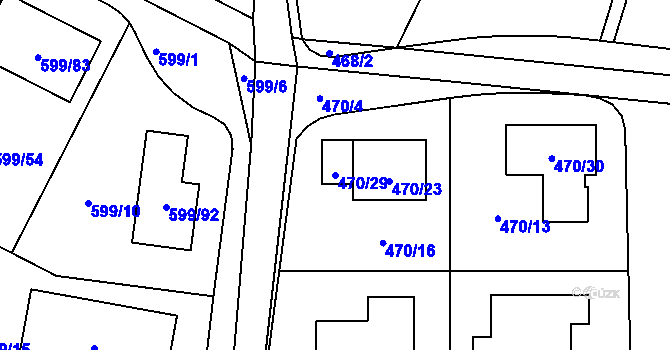 Parcela st. 470/29 v KÚ Srubec, Katastrální mapa