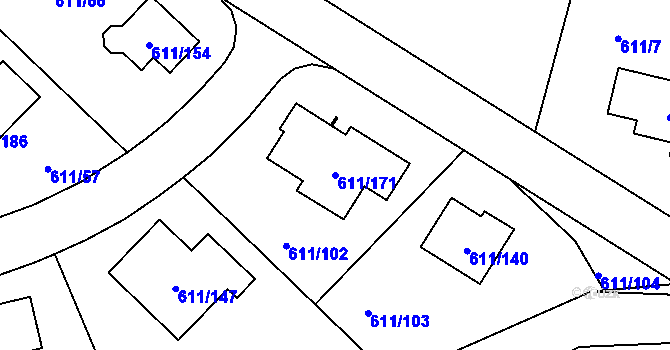 Parcela st. 611/171 v KÚ Srubec, Katastrální mapa